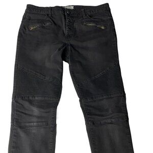 Free People Moto Skinny Jeans Women’s W30 Black Zipper Ankle Biker Pants